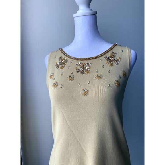 Tan Beaded Joseph A. Vintage Womens Tank Top Blouse Size Medium - Picture 5 of 6